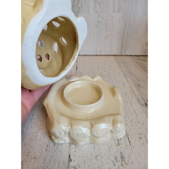 Neutral colored owl ceramic tea light candle holder Unique home decor figure - Picture 7 of 9